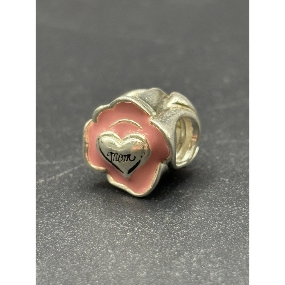 Chamilia Sterling Silver Pink Enamel "Mom" Charm 925 E29